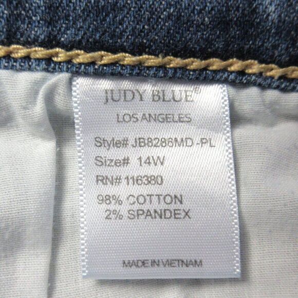 JUDY BLUE Boyfriend Fit Distressed Jeans JB82862MD Sz 14W Ripped Destroyed Denim - Picture 9 of 16